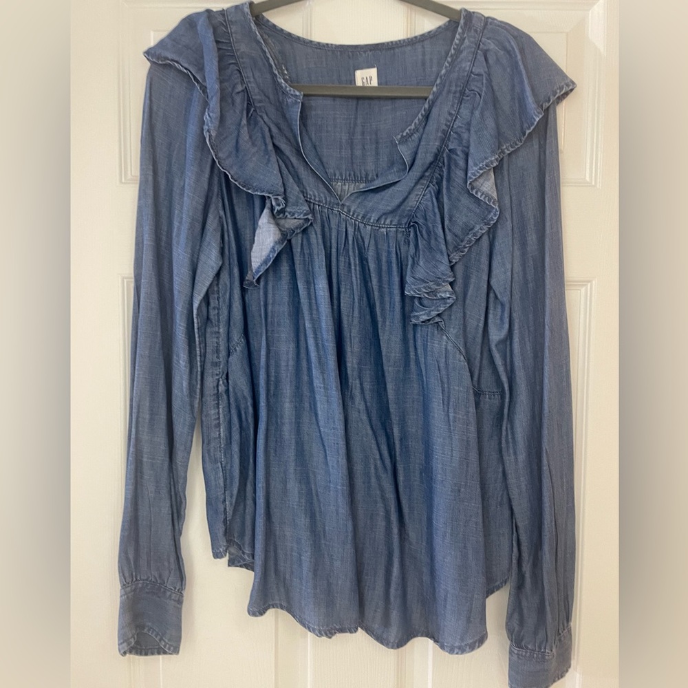 Jean Style Ruffle Blouse